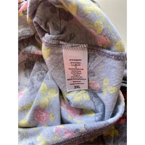 LulaRoe Unicorn Carly Swing Dress Size XXS Gray Pink Rosette Rose Floral Green - Picture 8 of 9